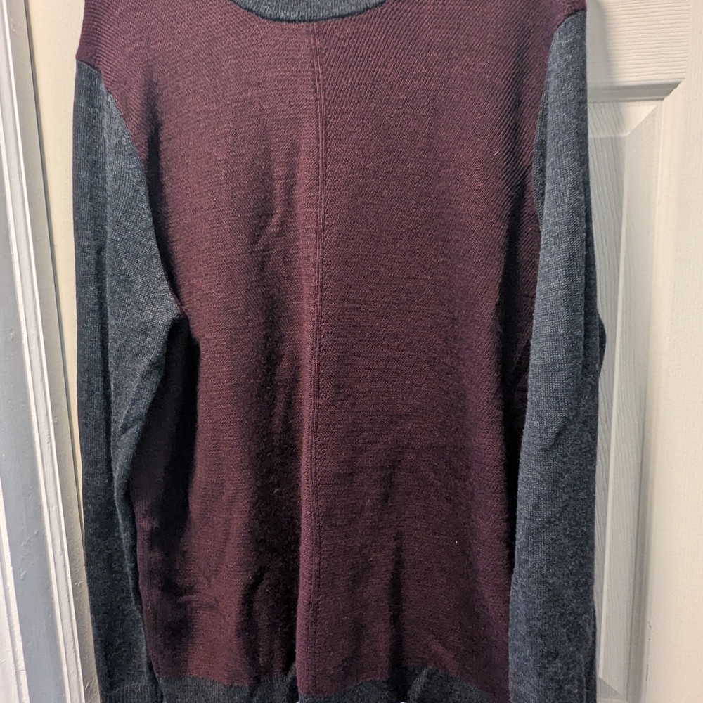 Apt. 9 Two-Tone Crewneck Sweater in Maroon and Charcoal